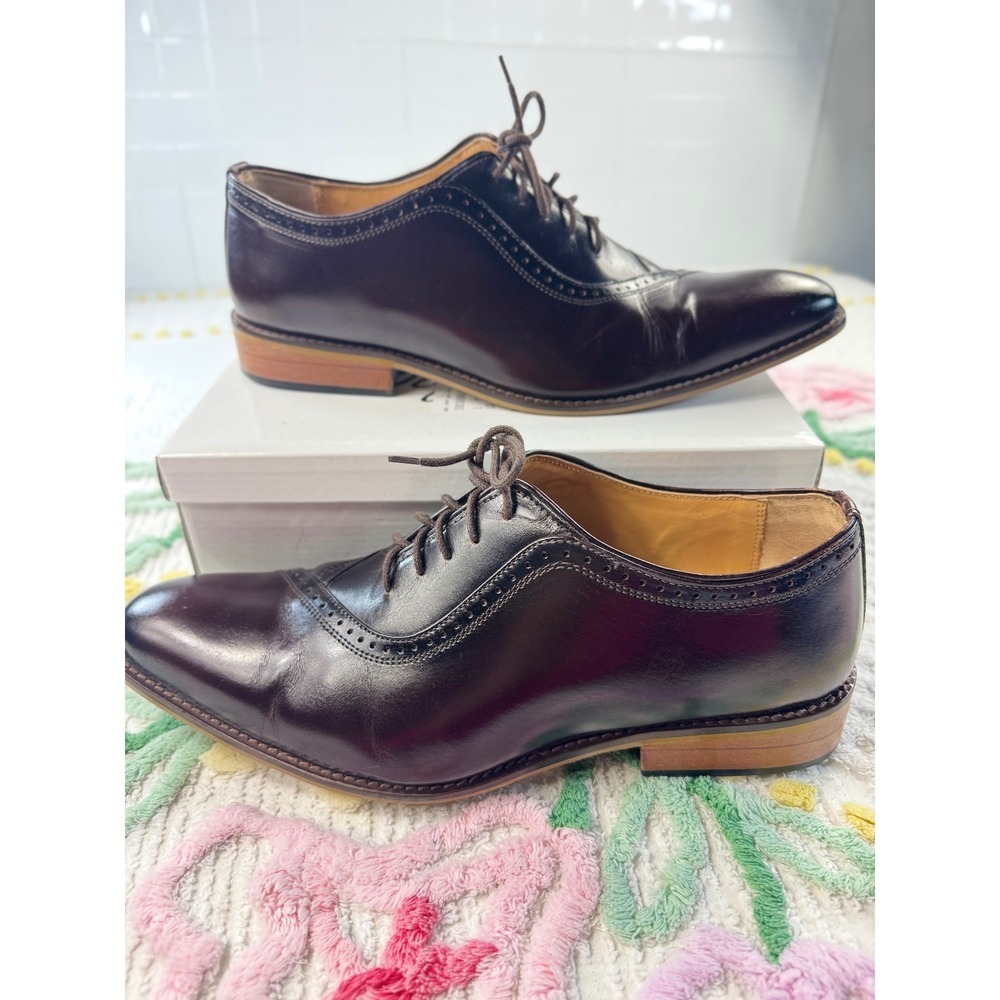 Liberty Mens Wingtip Oxford Dress‎ Shoes Dark Brown Leather Lace Up Size 11